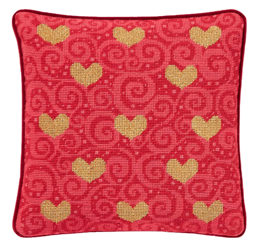 Golden Hearts Needlepoint
