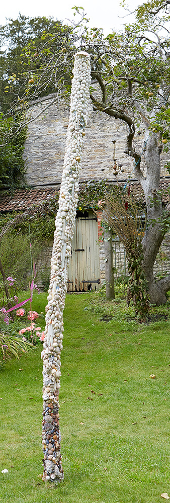 detail of top of shale obelsik in garden