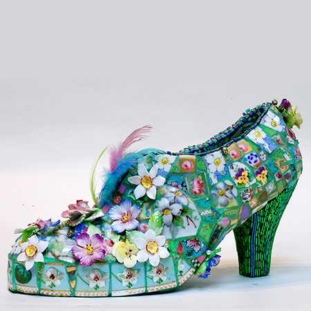 Shoe with flower mosaic