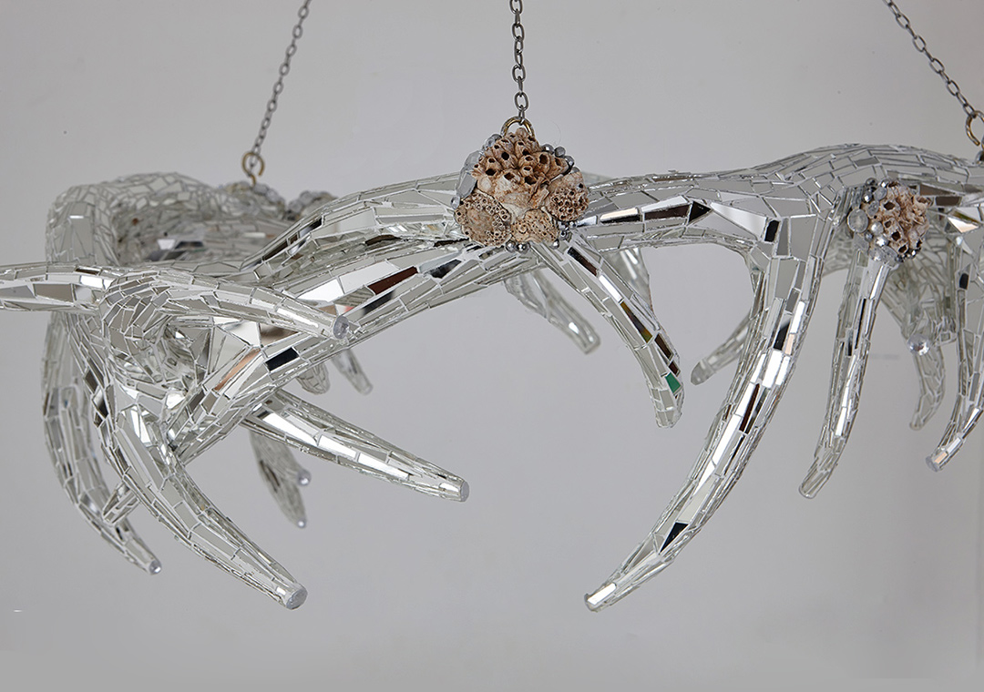 mirror chandelier horned light